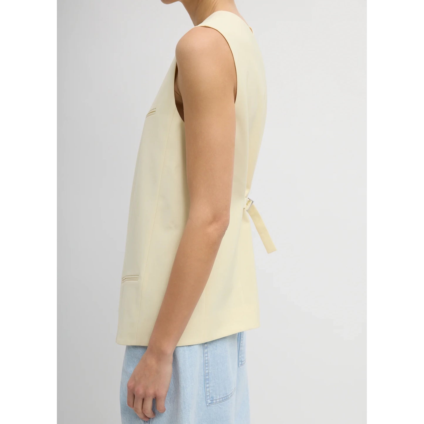 Tibi Tropical Wool Easy Vest in Ivory (Pale Yellow), size 12