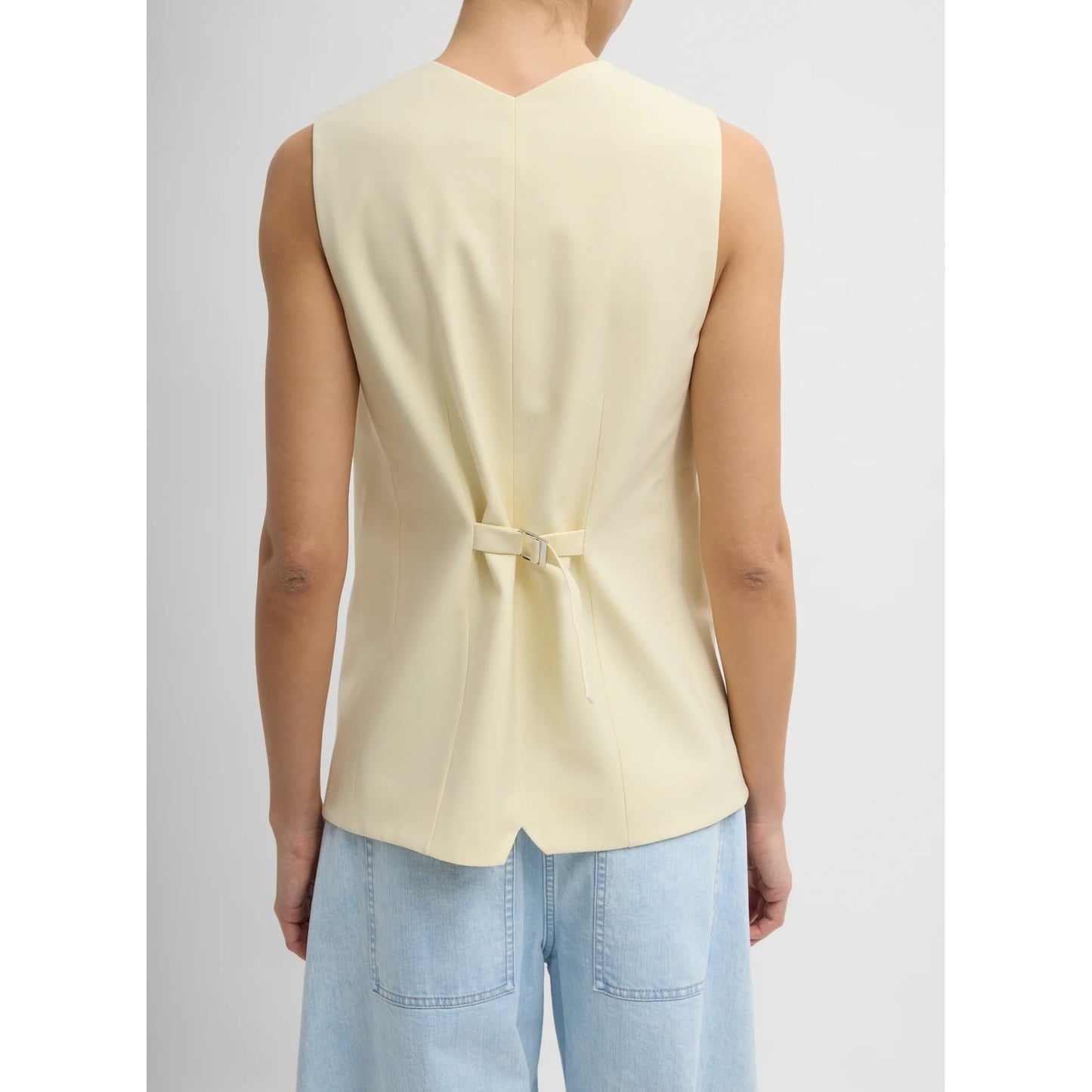 Tibi Tropical Wool Easy Vest in Ivory (Pale Yellow), size 12