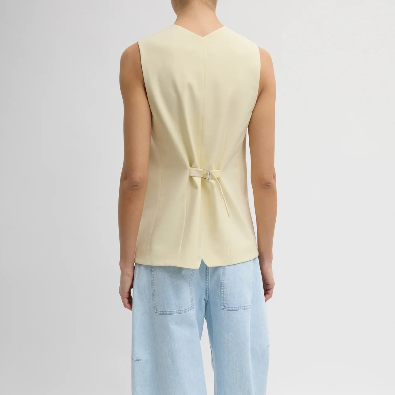 Tibi Tropical Wool Easy Vest in Ivory (Pale Yellow), size 12