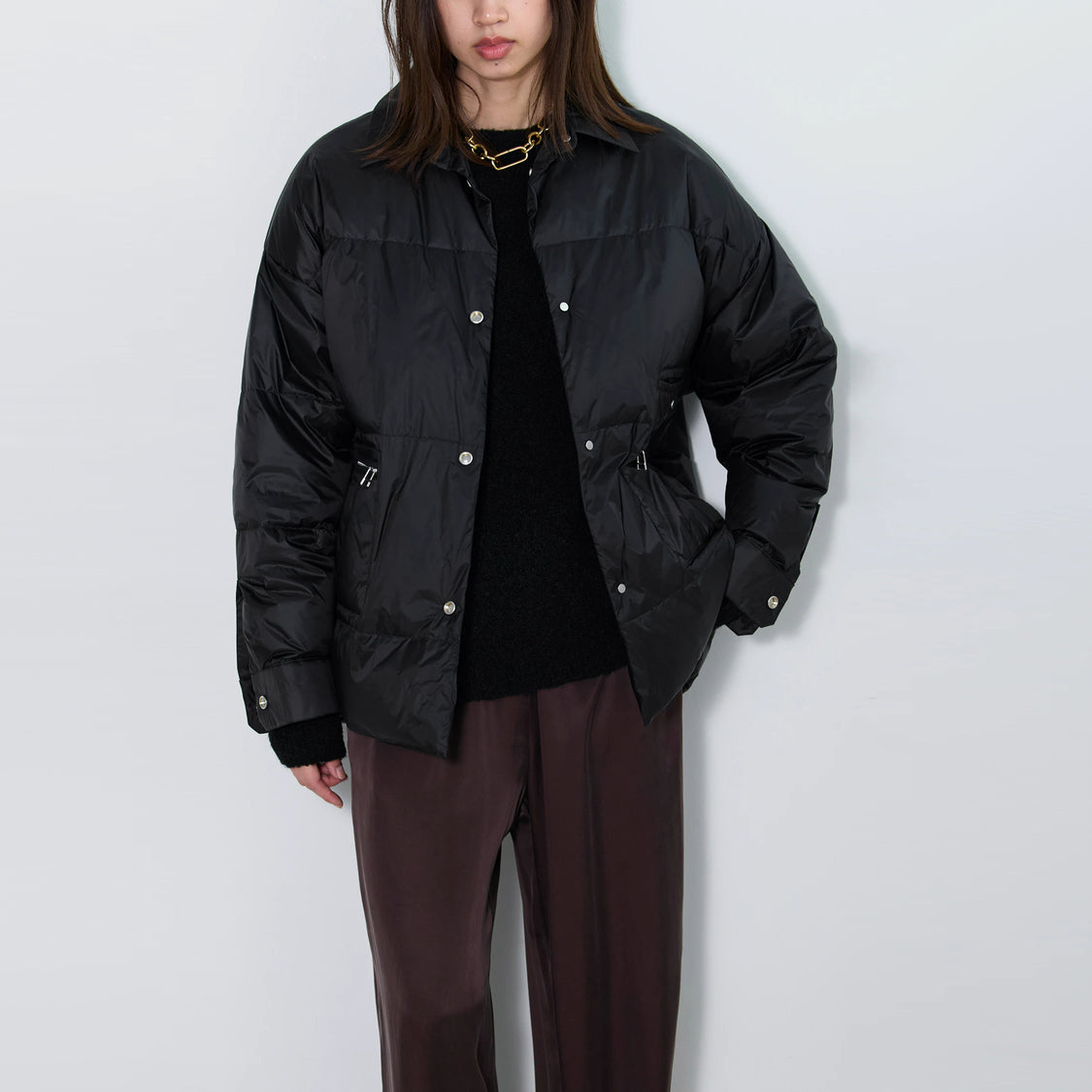 Upper Hights "Geneve" Reversible Puffer Jacket in Black, size "0" (XS)