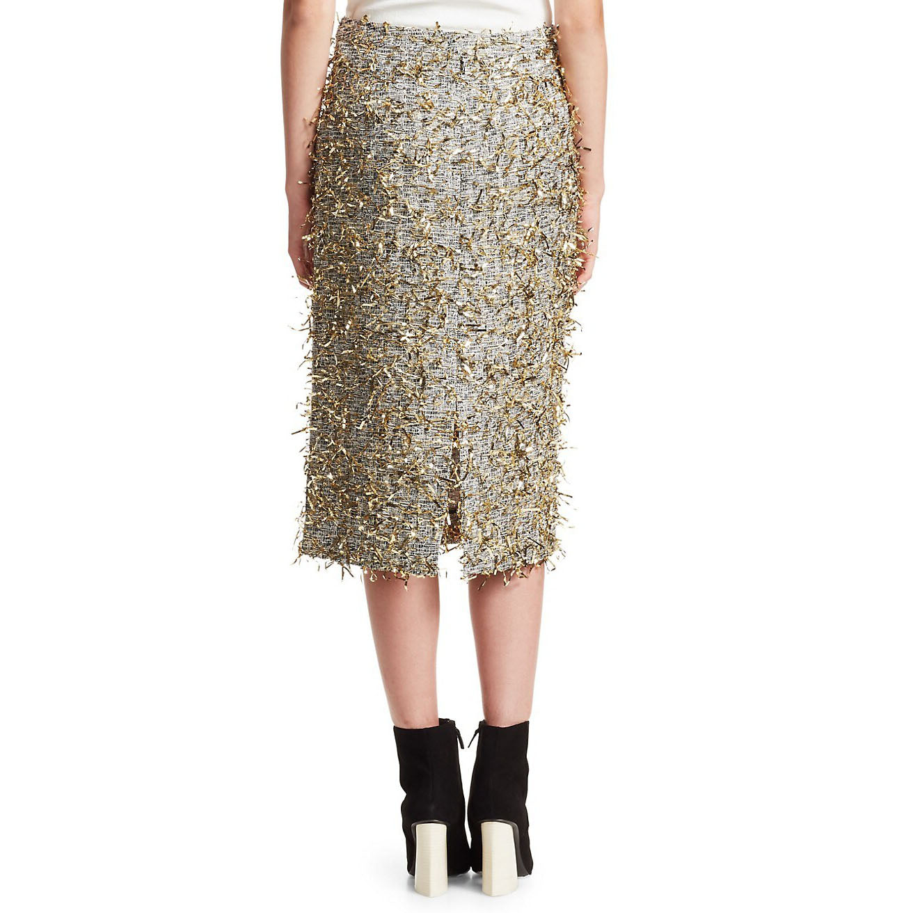 Rachel Comey "Hanabi Jacquard" pencil skirt in gold, size 4