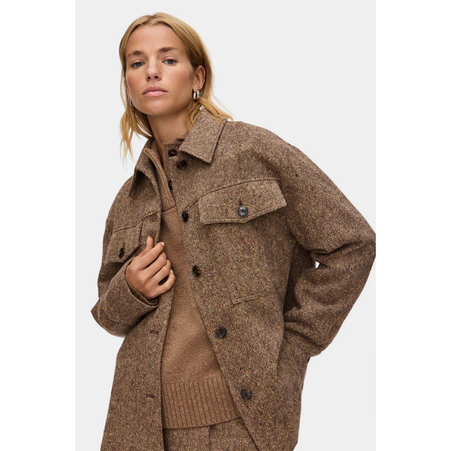 Aligne "Charlie" Wool Overshirt in Brown, size Small