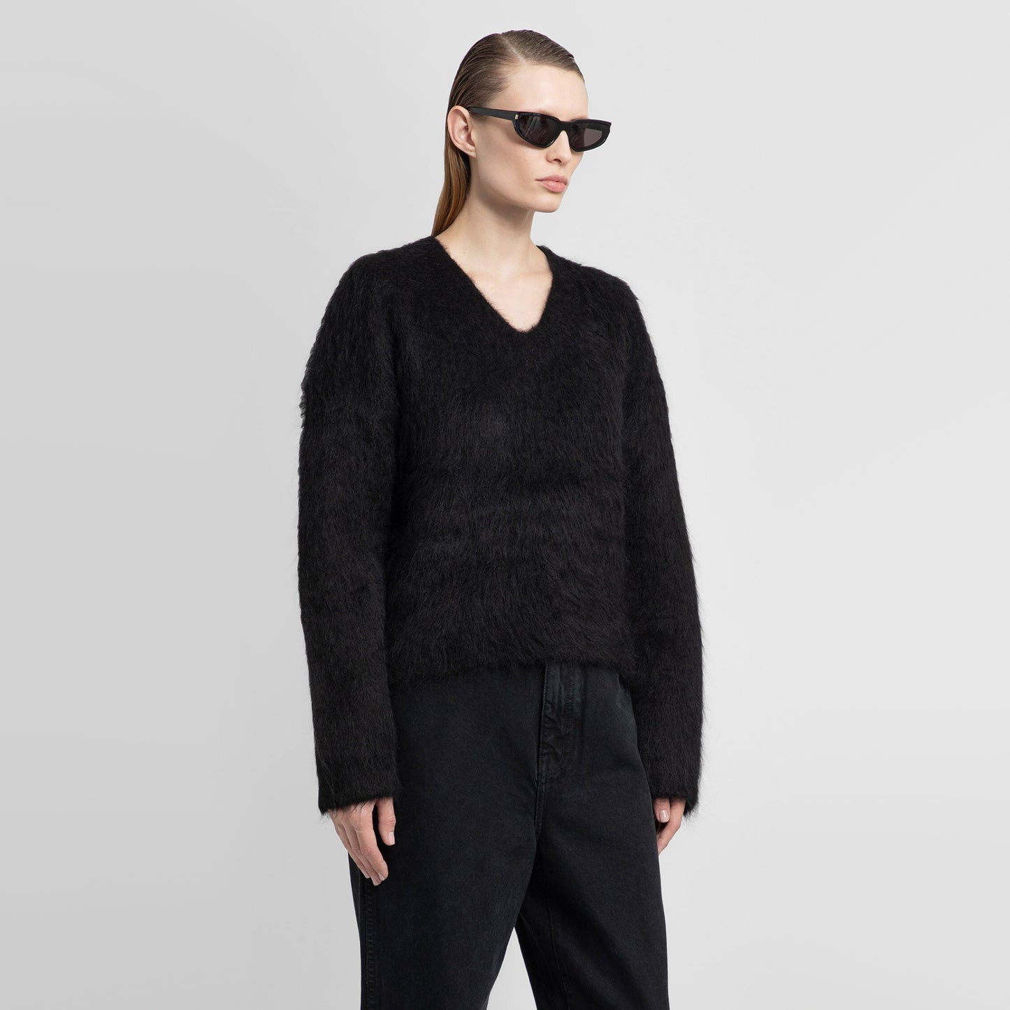 Toteme Textured Alpaca Sweater in Black, Size Medium