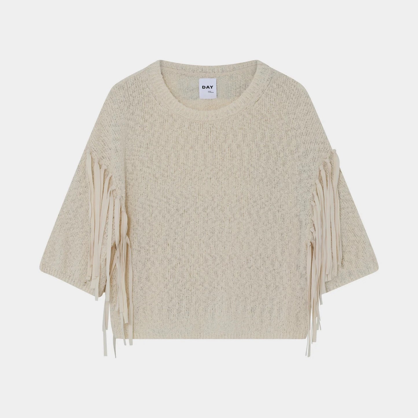 DAY Birger et Mikkelsen "Baptiste" Knit with Fringe in Ivory, size XS