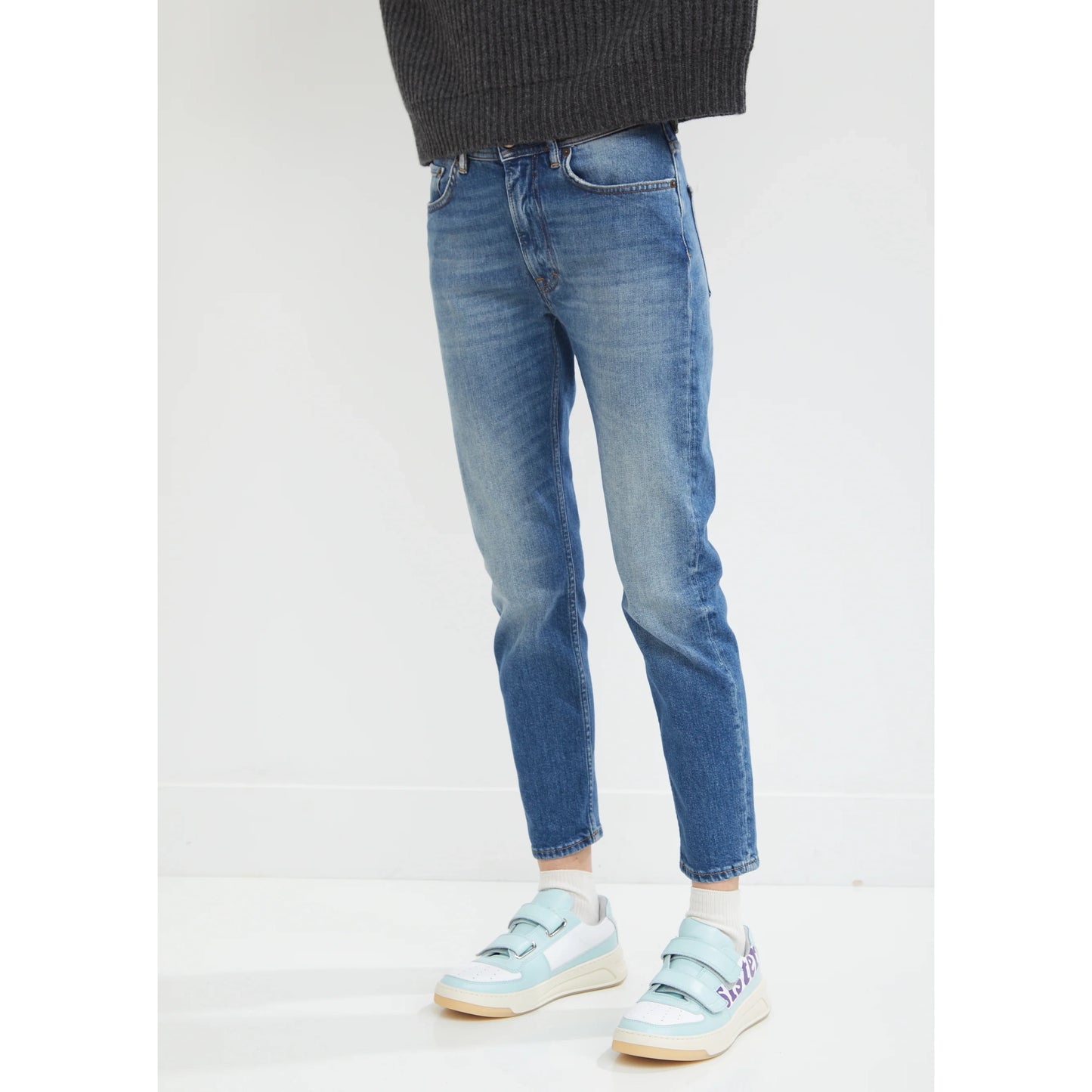 Acne "Melk" Slim Jean in Mid Blue, size 26