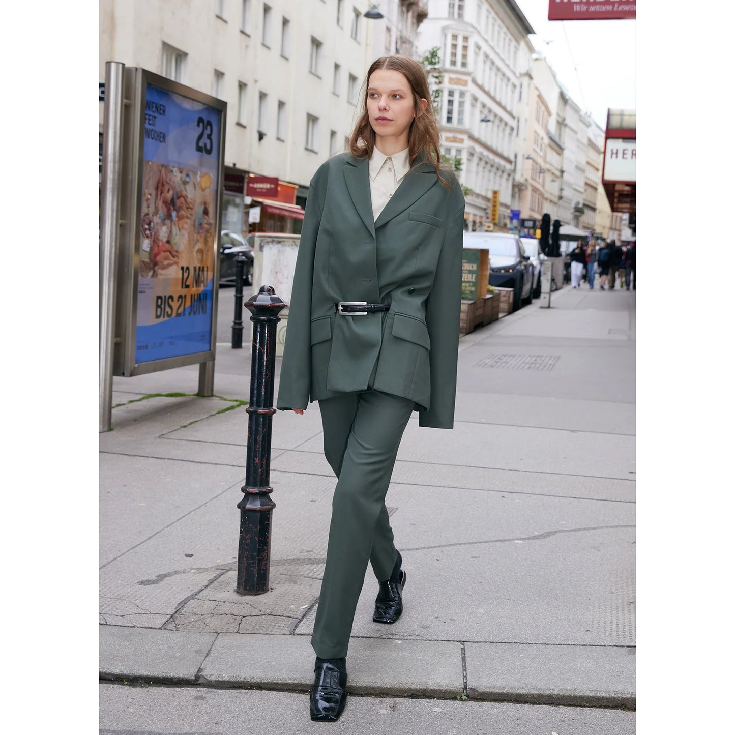 Tibi Grain de Poudre "Liam" Blazer in Grey Pine, size Small