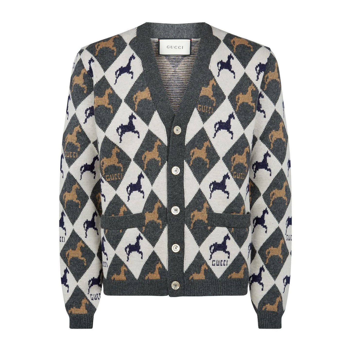 ** MENS ** Gucci Argyle Cardigan in Grey, size Large