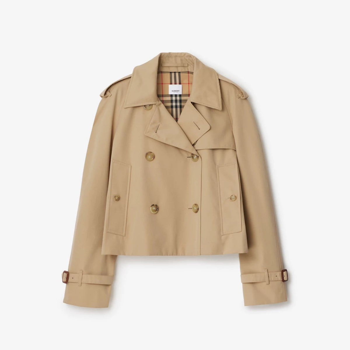BURBERRY Cropped Gabardine Trench Jacket in Beige, size 10US
