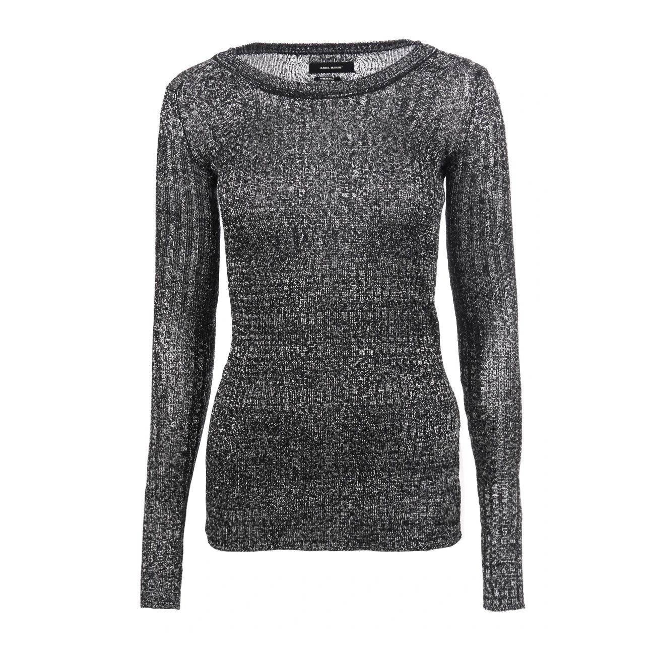 Isabel Marant Wool/Linen Long Sleeve Heathered Knit in Black/Silver, size 34 (XS)