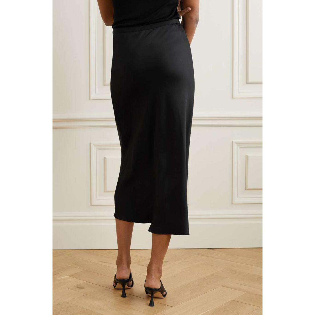 Anine Bing Black Satin "Bar" Skirt, size Large (fits M/L)