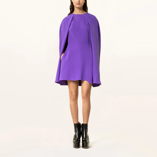 Valentino Silk Cape Dress in Purple, size 36 (fits size 0)