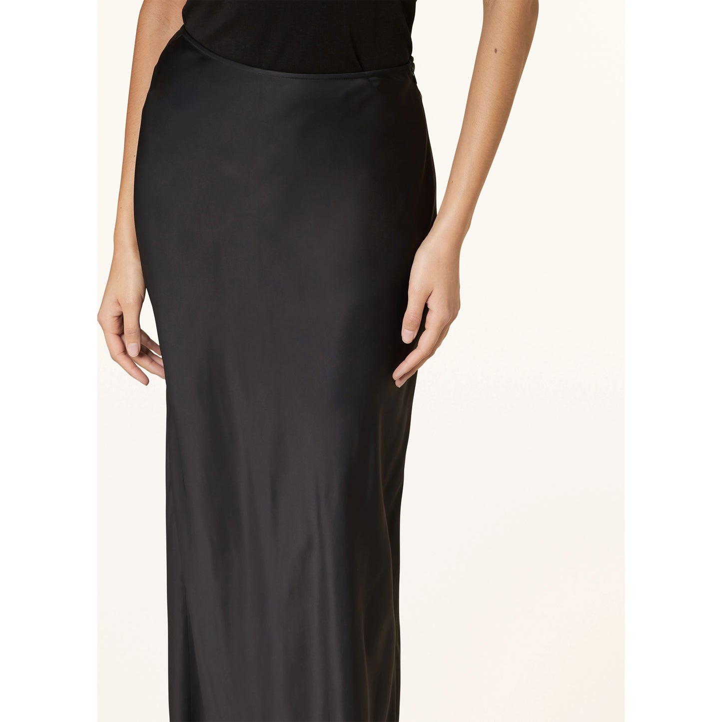 Rohe Long Satin Skirt in Black, size 40 (size 6/8)