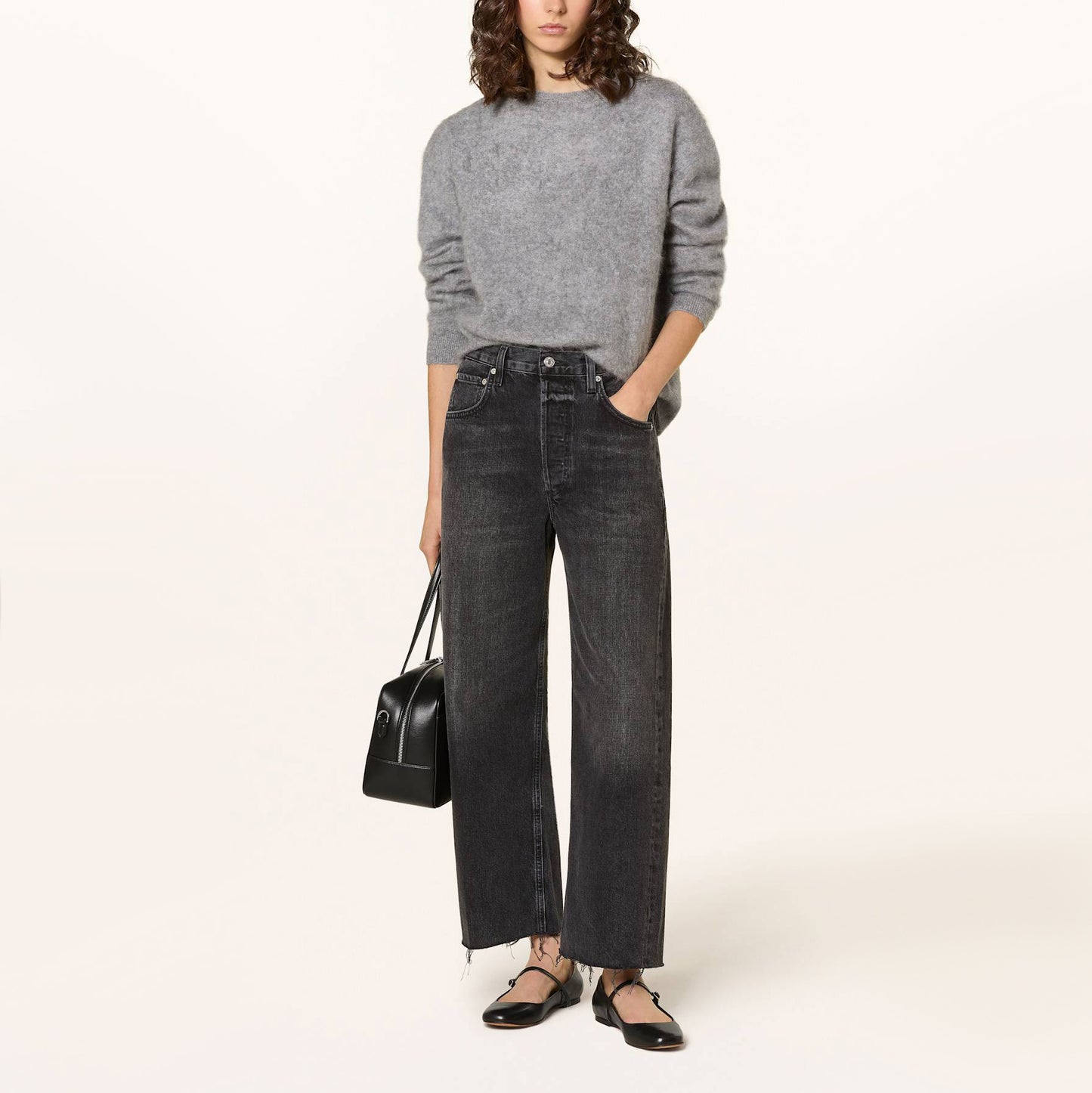 Citizens "Ayla" Cropped Jeans in "Bronson" Washed Black, size 29