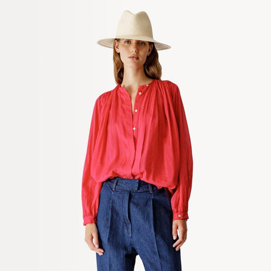 Forte_Forte Oversize Voile Blouse in Fushia Pink, size "0" (fits XS/S)