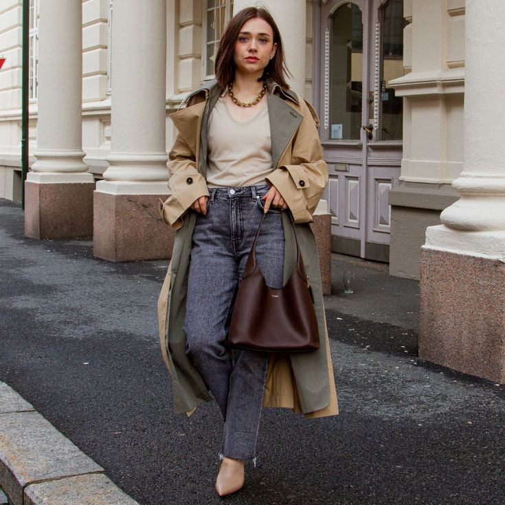 COS Layered Double-Breasted Trench Coat in Tan, size XS (Fits XS/S)
