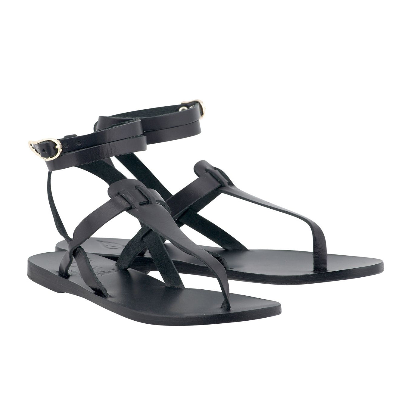 Ancient Greek "Estia" Sandals in Black, size 39