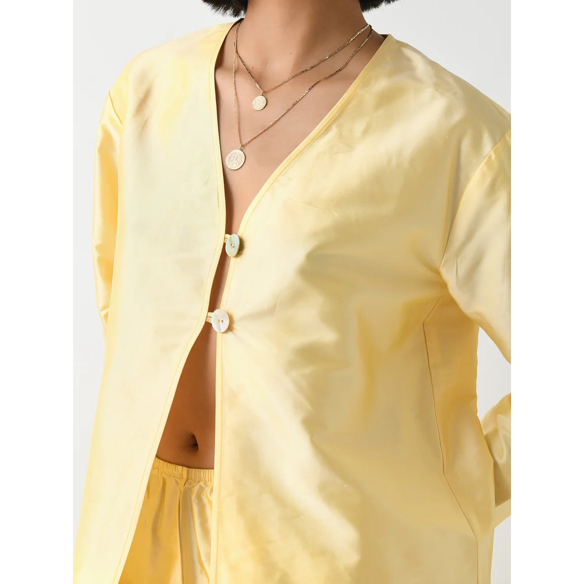 Donni Taffeta Split Top in "Butter" (Yellow), size Small