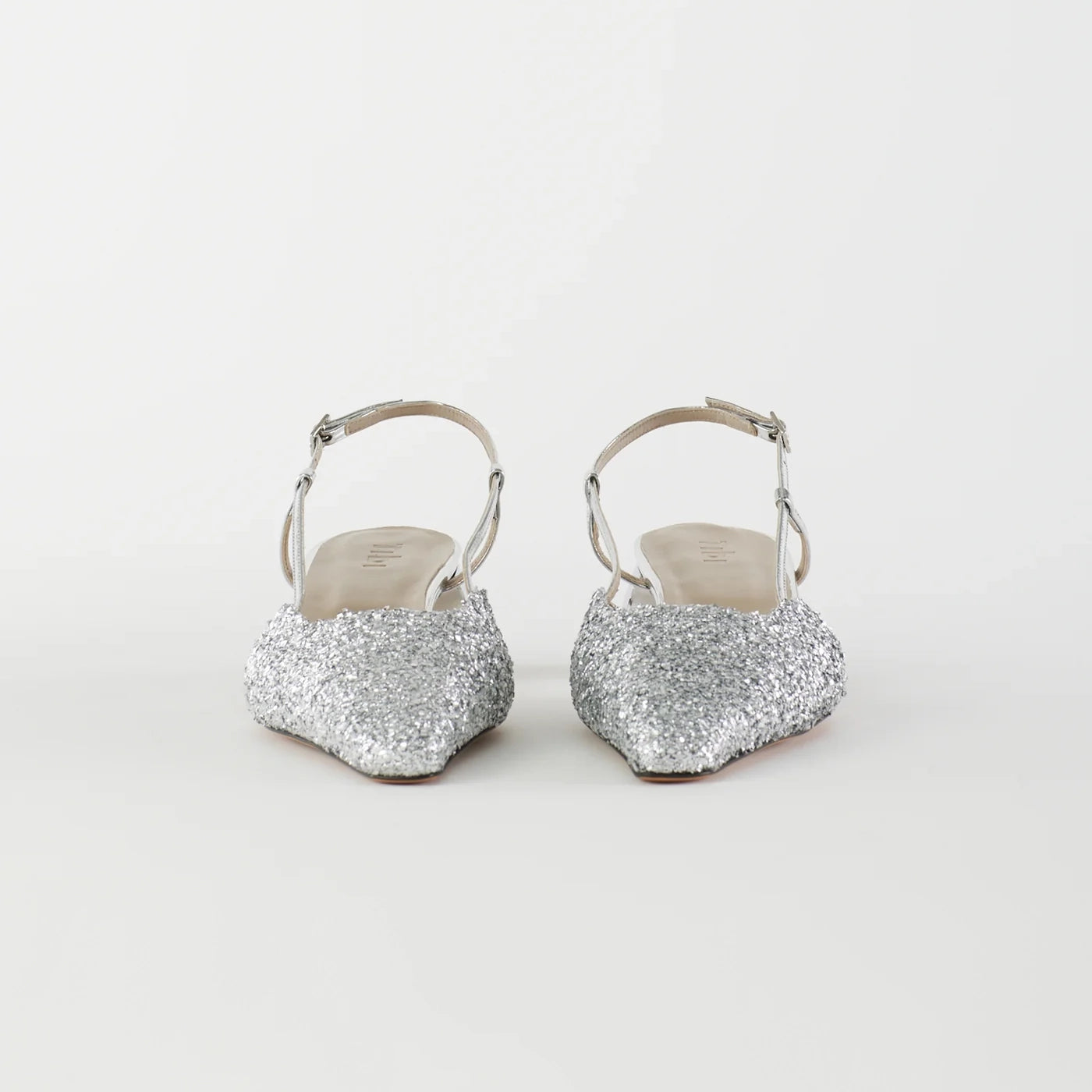 Tibi Curly Victor Slingbacks in Silver, size 42