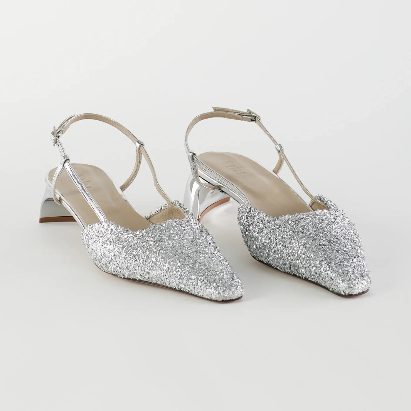 Tibi Curly Victor Slingbacks in Silver, size 42