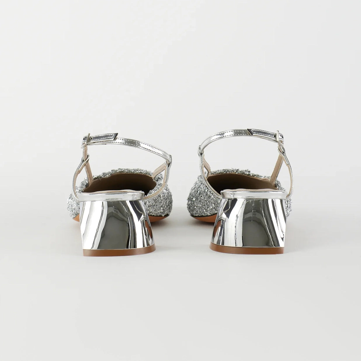 Tibi Curly Victor Slingbacks in Silver, size 42