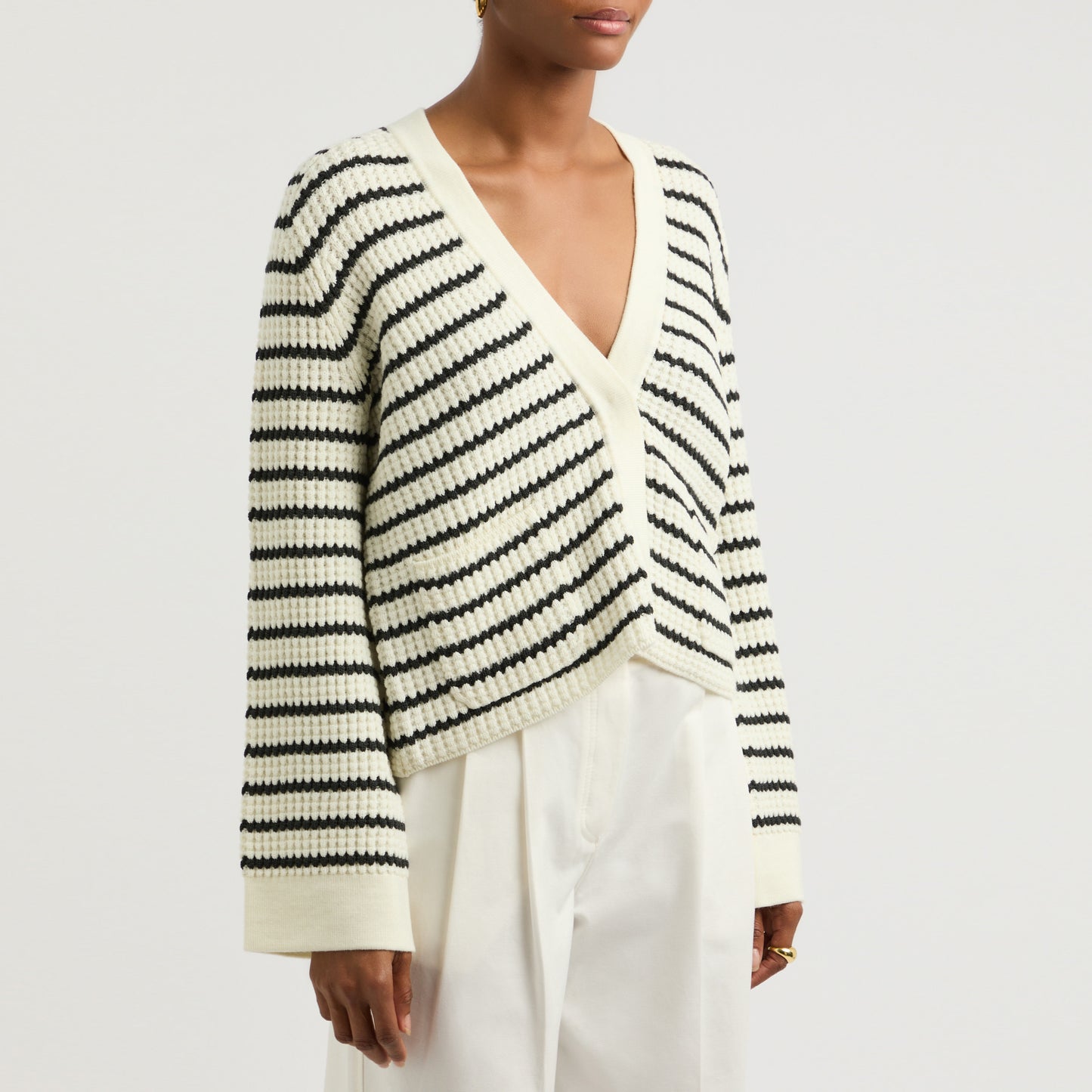 Forte_Forte Striped Wool Cardigan, size "0" (fits XS/S)