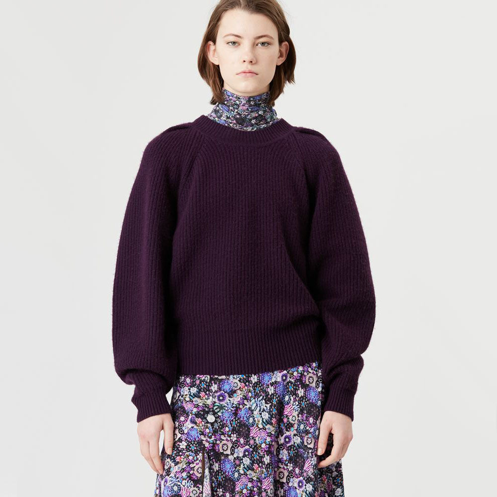 Isabel Marant "Billie" Cashmere Sweater in Dark Purple, size 40