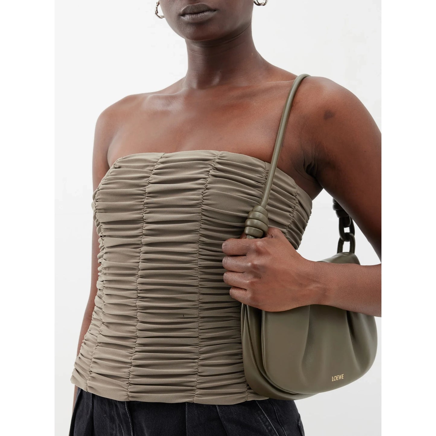 Tibi Convertible Bustier Top in Taupe, size 12