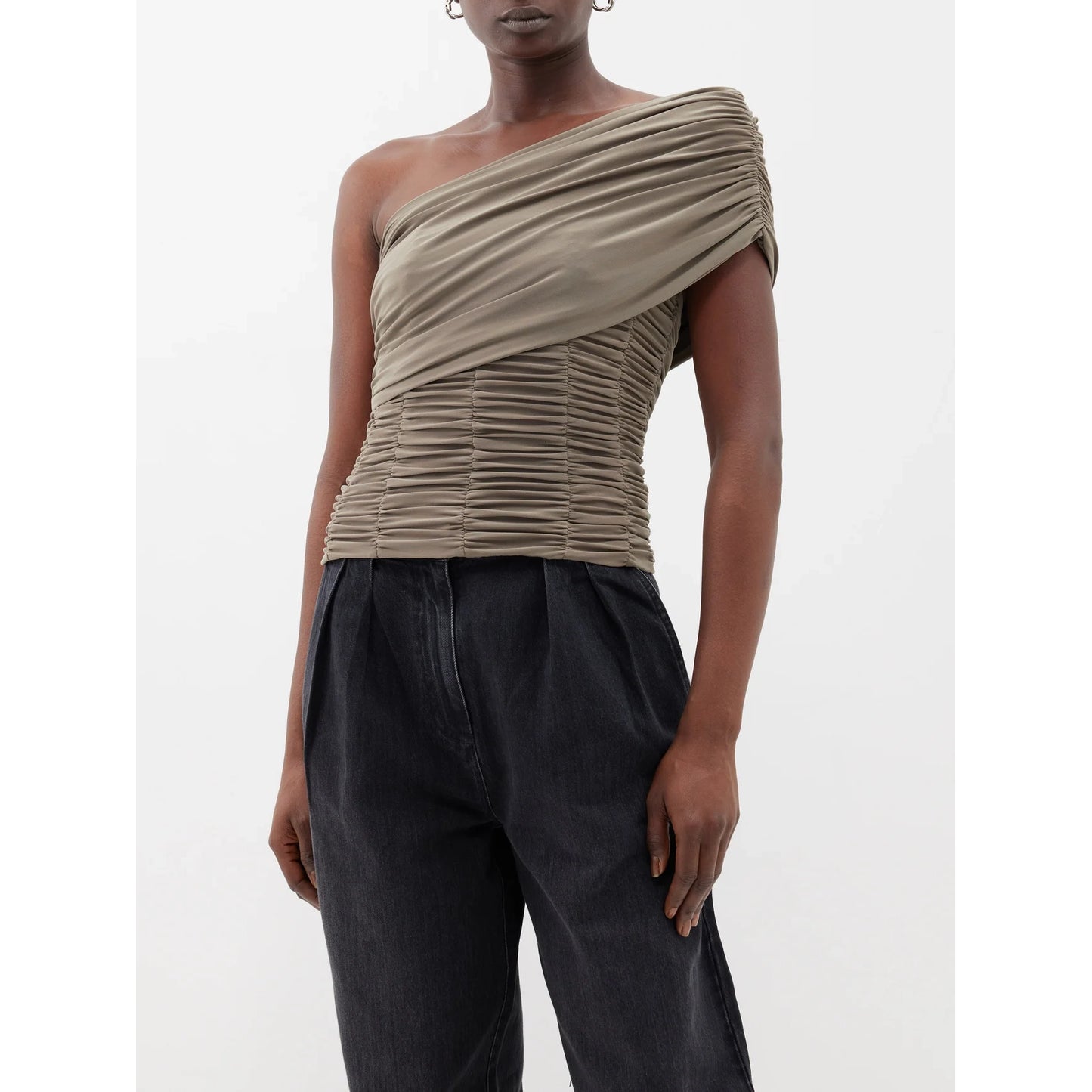 Tibi Convertible Bustier Top in Taupe, size 12