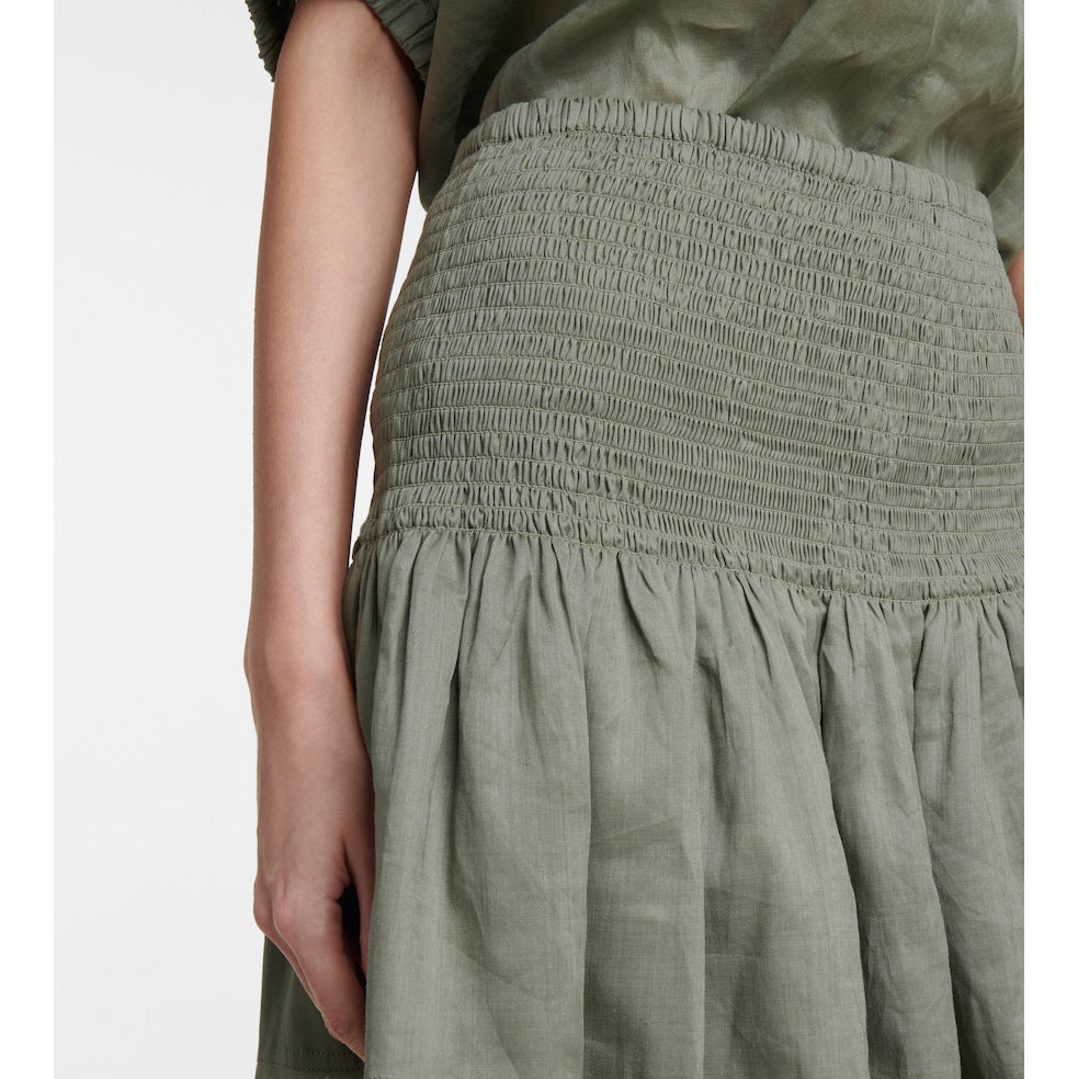 Joseph "Senzo" Smocked Waist Ramie Skirt in "Argil", size 42 (fits Medium)