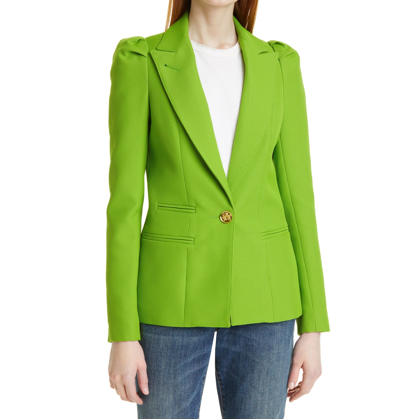 Smythe Box Pleat Blazer in Lime Green, size 4 (fits size 2)