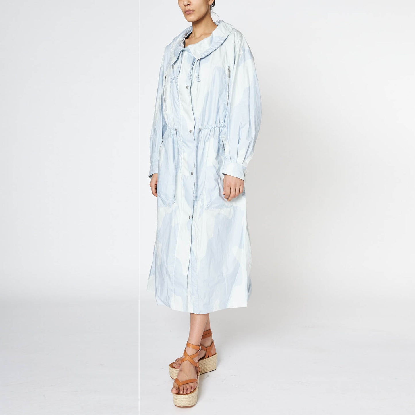 Isabel Marant Etoile Trench imprimé camouflage bleu clair « Dilumbi », taille 34 (convient à XS/S)