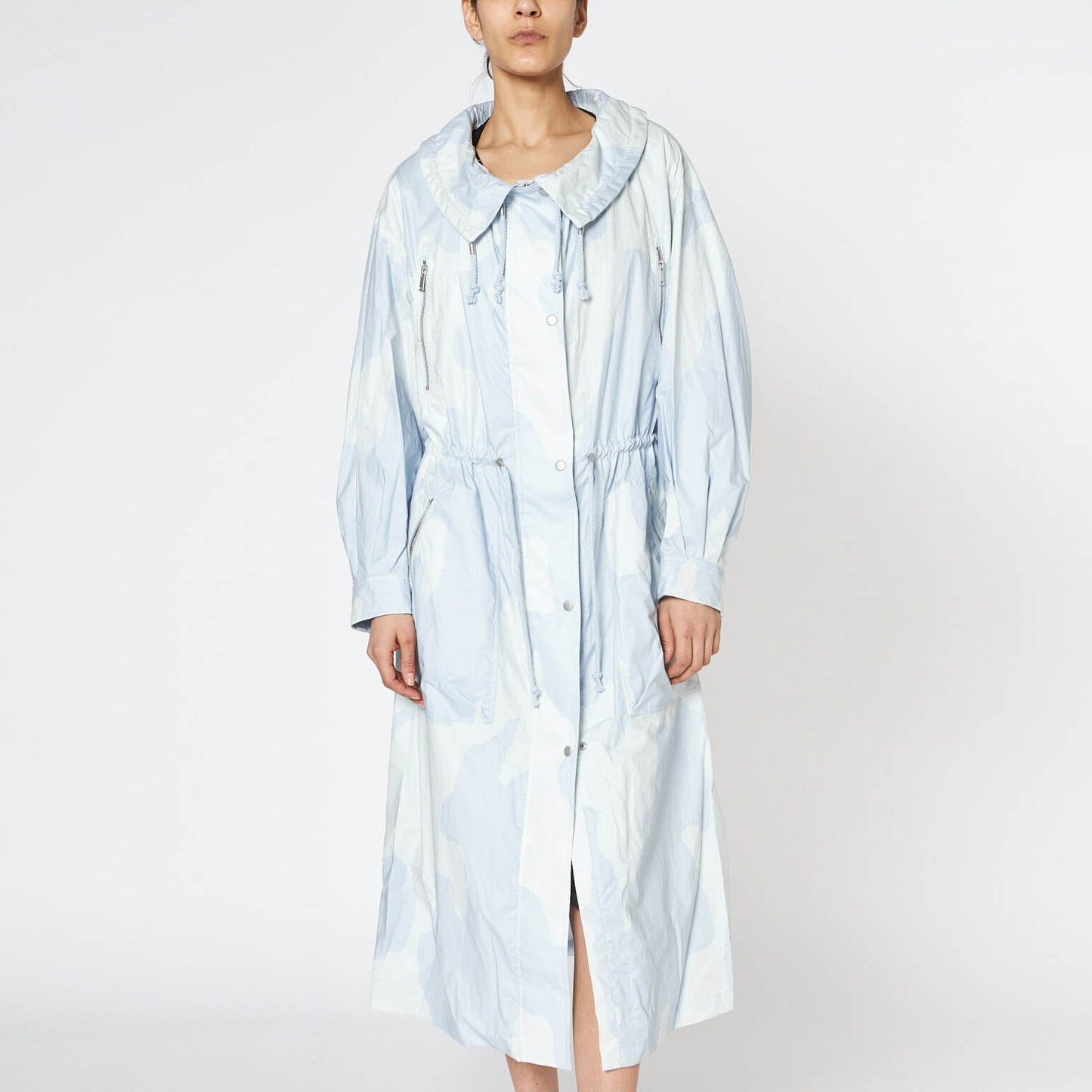 Isabel Marant Etoile Trench imprimé camouflage bleu clair « Dilumbi », taille 34 (convient à XS/S)