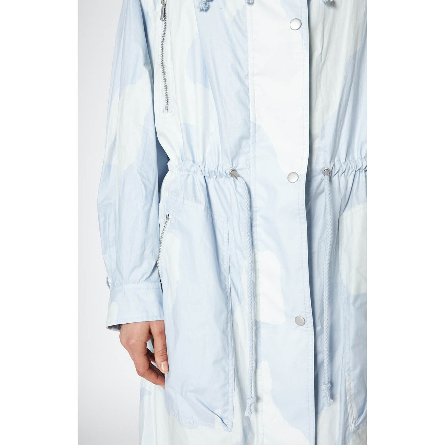 Isabel Marant Etoile Trench imprimé camouflage bleu clair « Dilumbi », taille 34 (convient à XS/S)