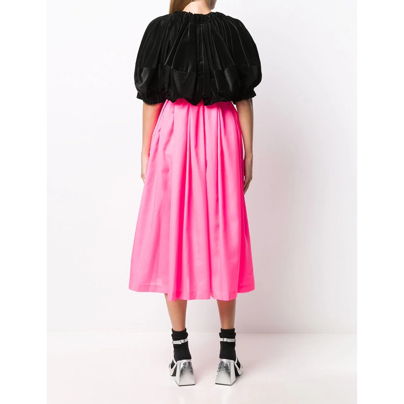 Comme des Garcons Black and Neon Pink Bubble Dress, size Large