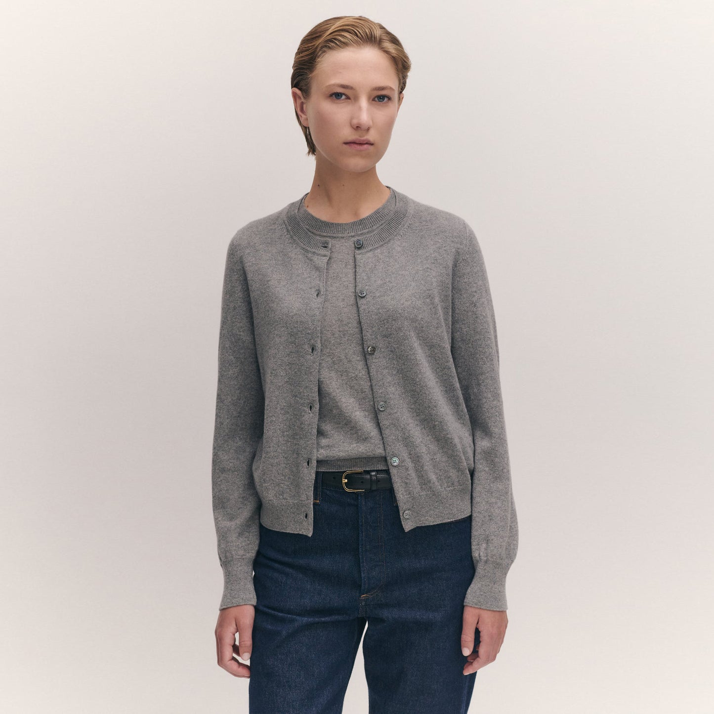 & Daughter "Enya" Cashmere/Cotton Cardigan in Grey, size Small