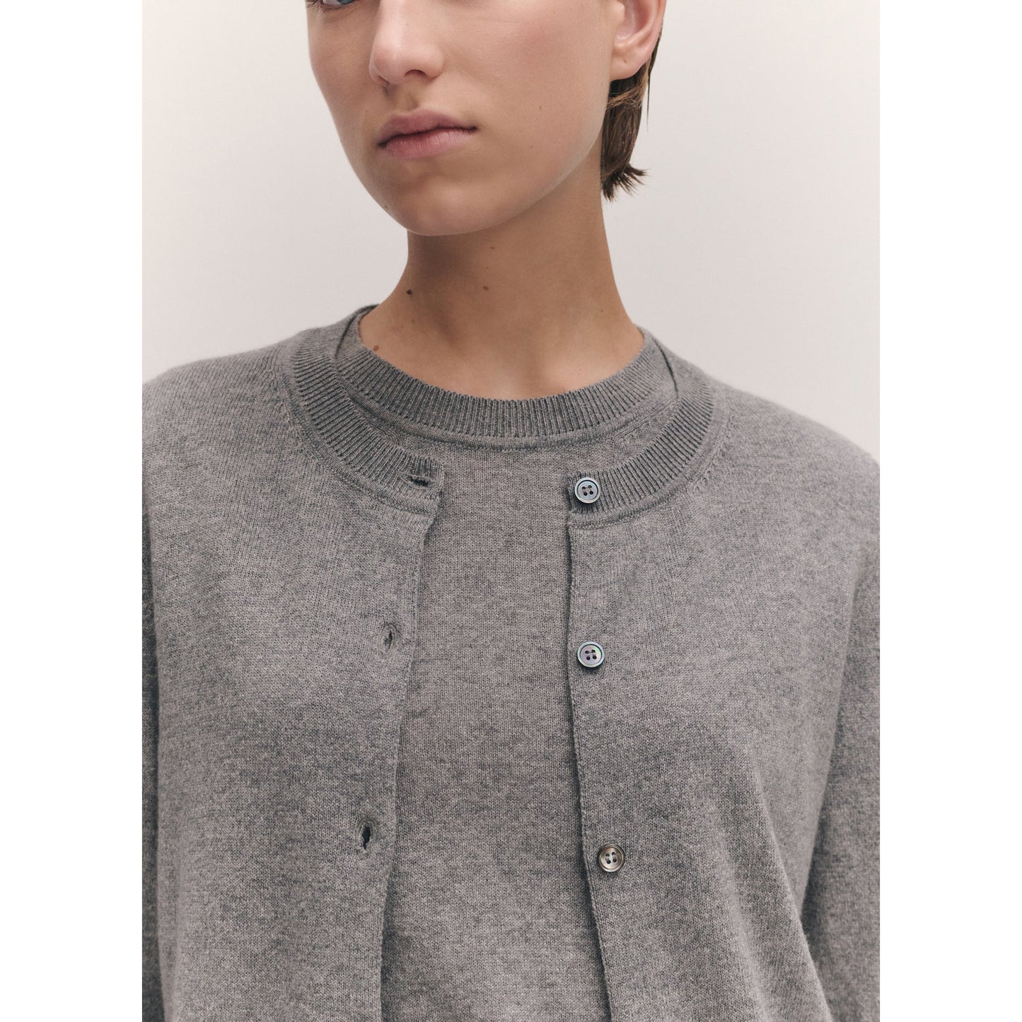 & Daughter "Enya" Cashmere/Cotton Cardigan in Grey, size Small