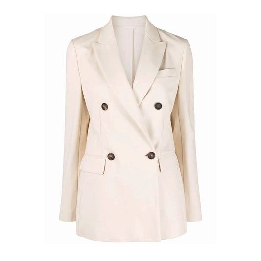 Brunello Cucinelli Cotton Blend Blazer in Ivory, size 42