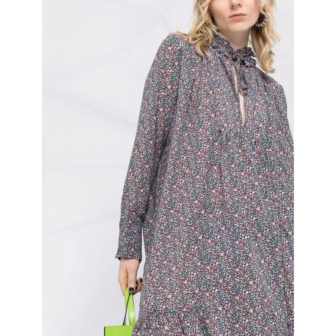 GANNI Floral Printed Long Sleeve Dress, size 38 (fits L/XL)