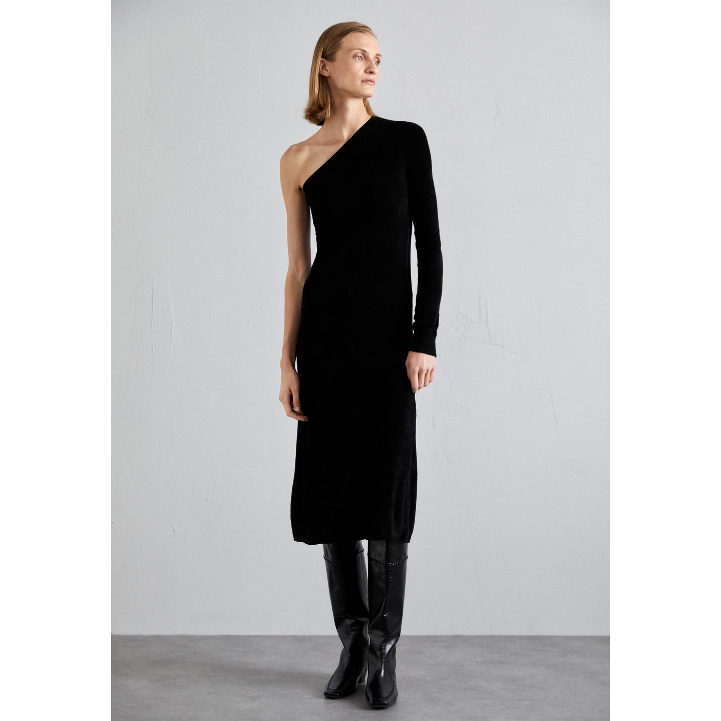 Filippa K One Shoulder Dress in Black, Size Small