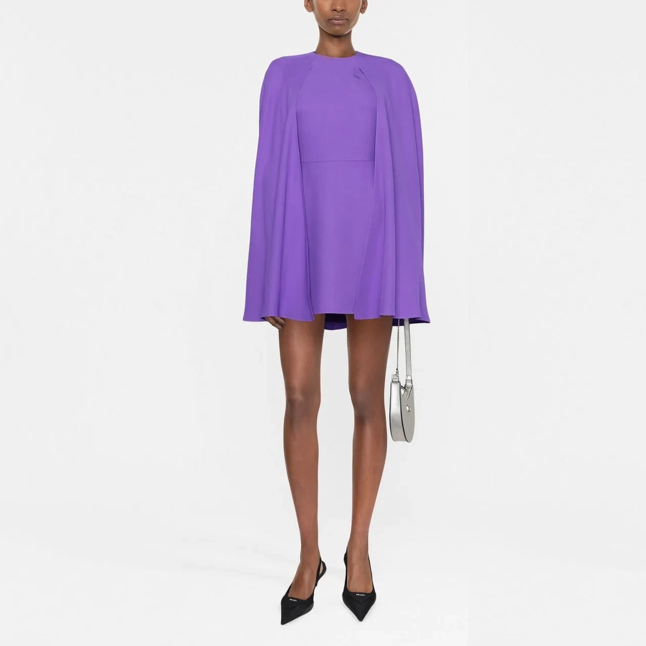 Valentino Silk Cape Dress in Purple, size 36 (fits size 0)