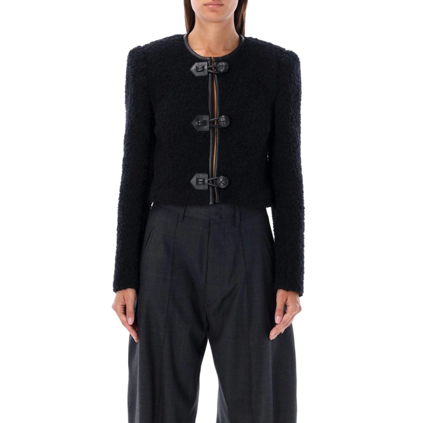 Isabel Marant "Gradilia" Cropped Bouclé Jacket in Black, size 36