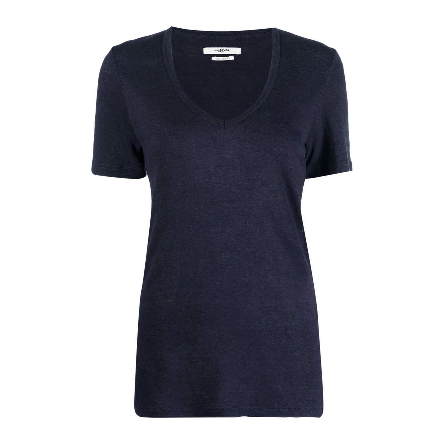 Isabel Marant Etoile "Kranger" V-Neck Linen Tee in Navy, size XS