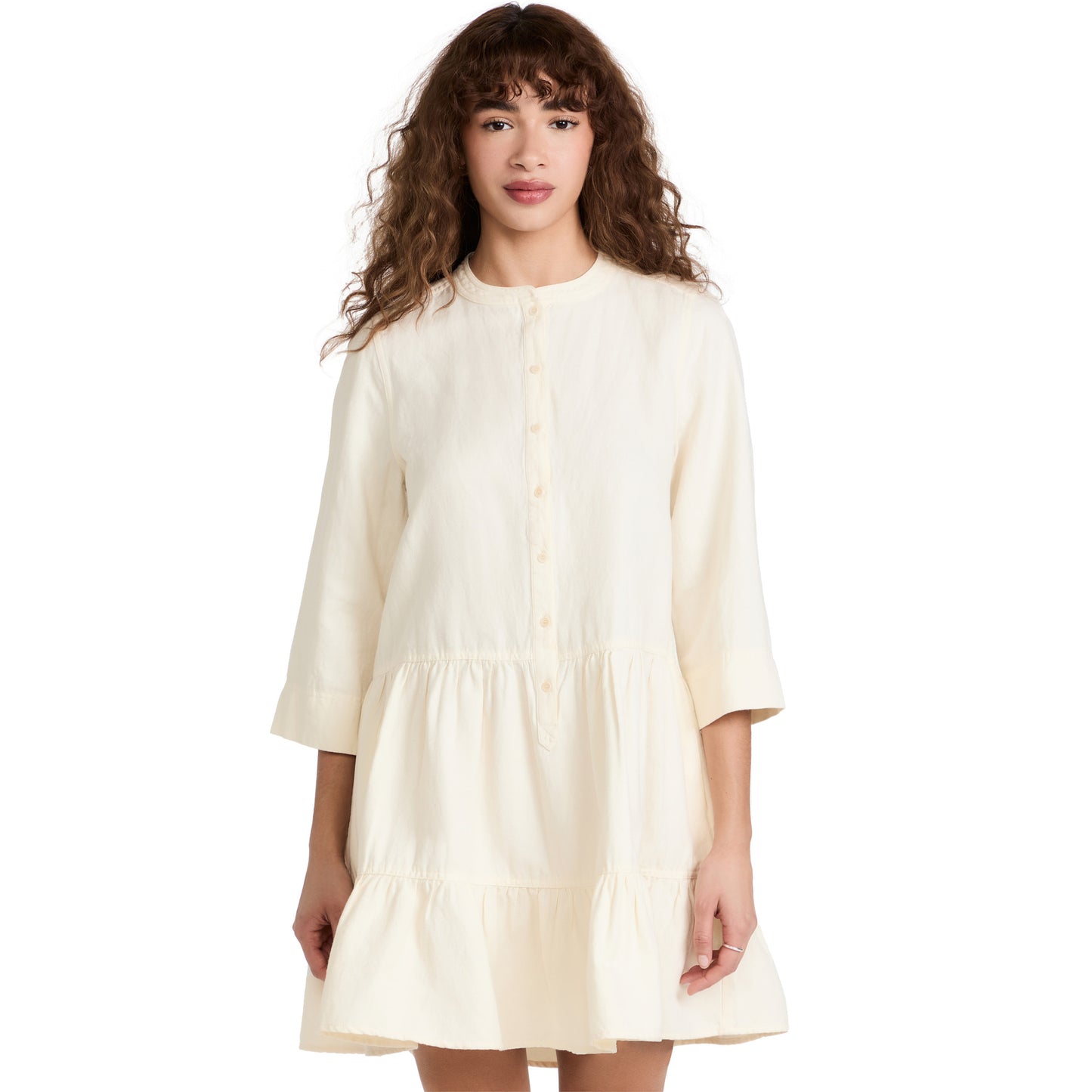 Apiece Apart "Maurino" Tiered Ivory Cotton/Linen Dress, size Medium (fits S/M)