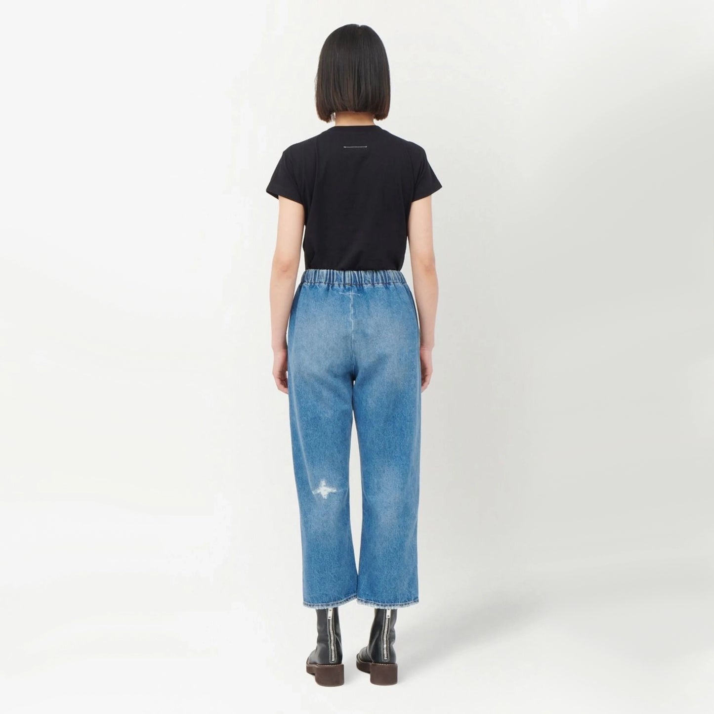 MM6 Gathered Waist Jeans in Blue, size 38IT (like size 2)