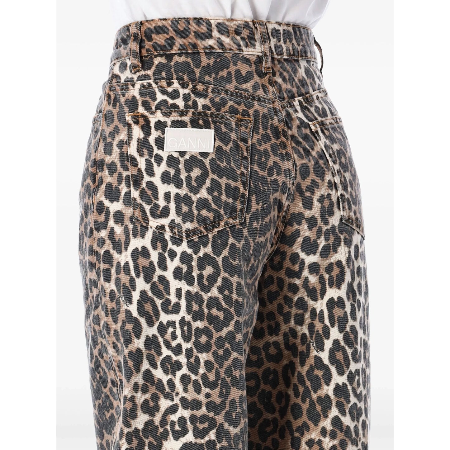Ganni "Stary" Leopard Print Jeans, size 26