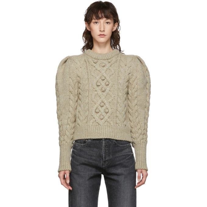 Isabel Marant "Milford" Cable Knit Sweater in Yellow, size 38 (size small ish)