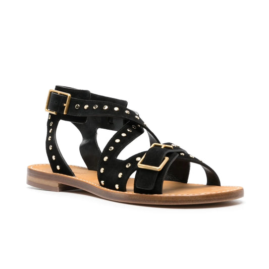 Zadig & Voltaire "Cecilia" Studded Flat Sandals, size 37