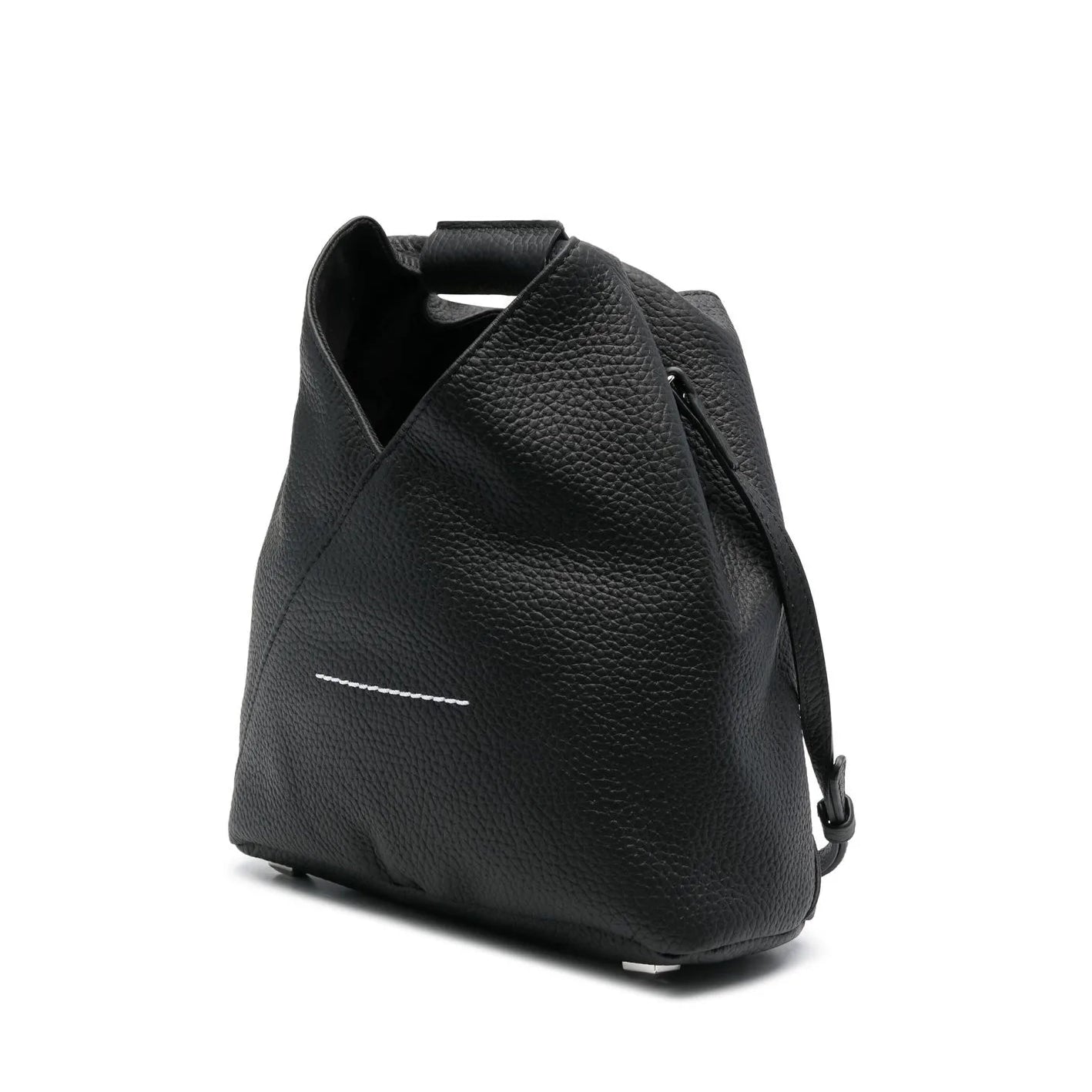 MM6 Margiela Small Triangle Bag in Black Grained Leather