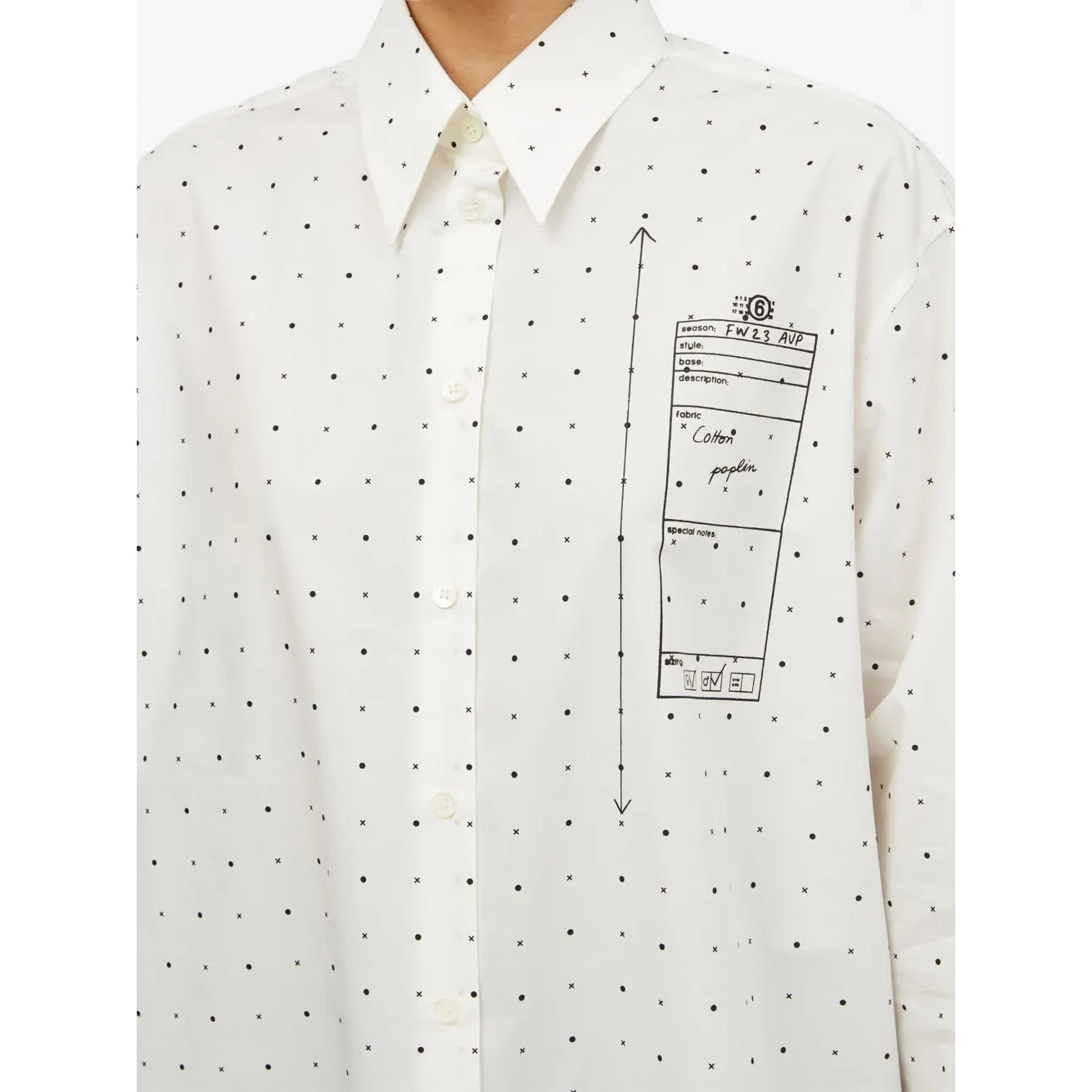 MM6 Oversize Poplin Shirt in Ivory, size 42 (size Large)