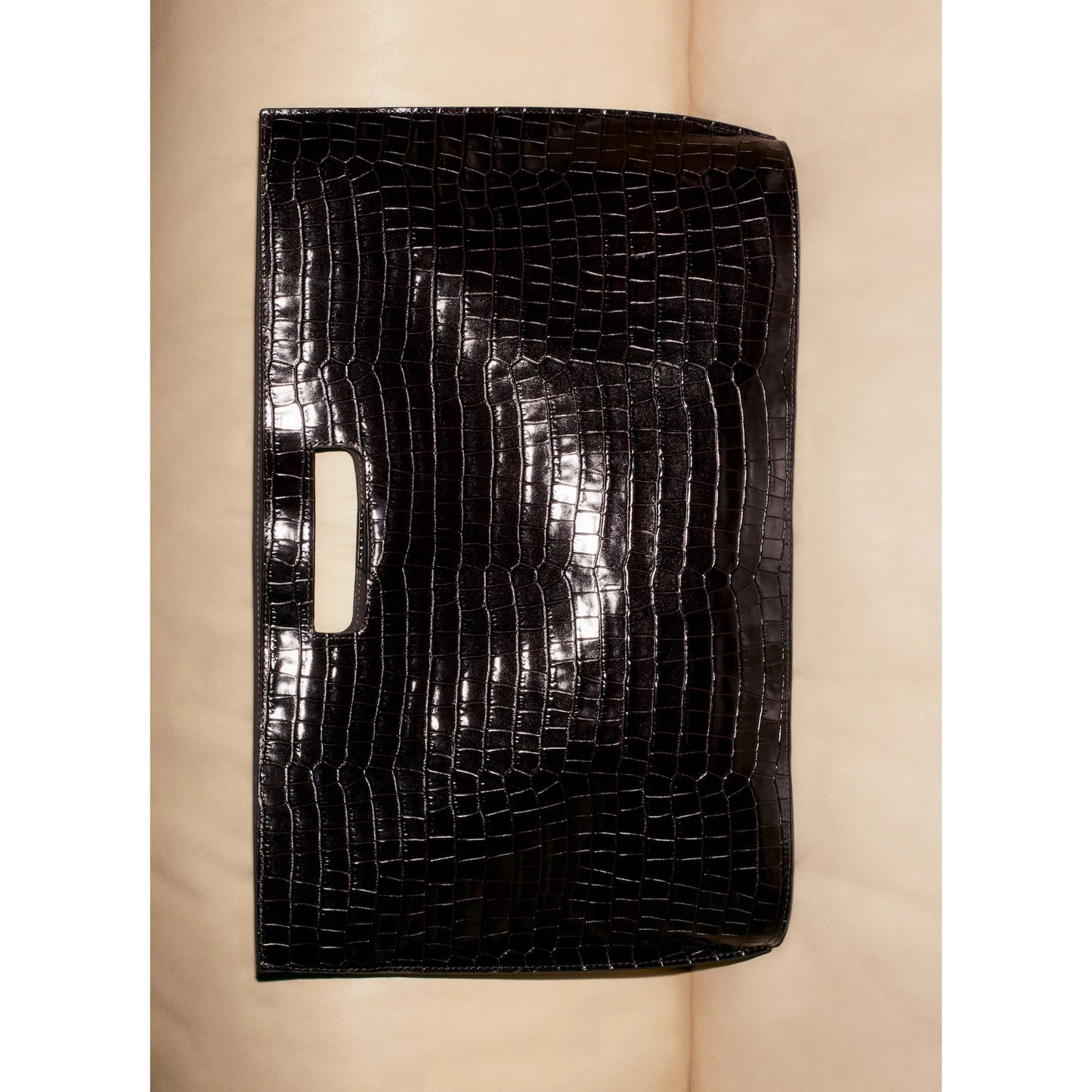 COS "Folio Oversized" Bag in Croc-Effect Leather in Brown
